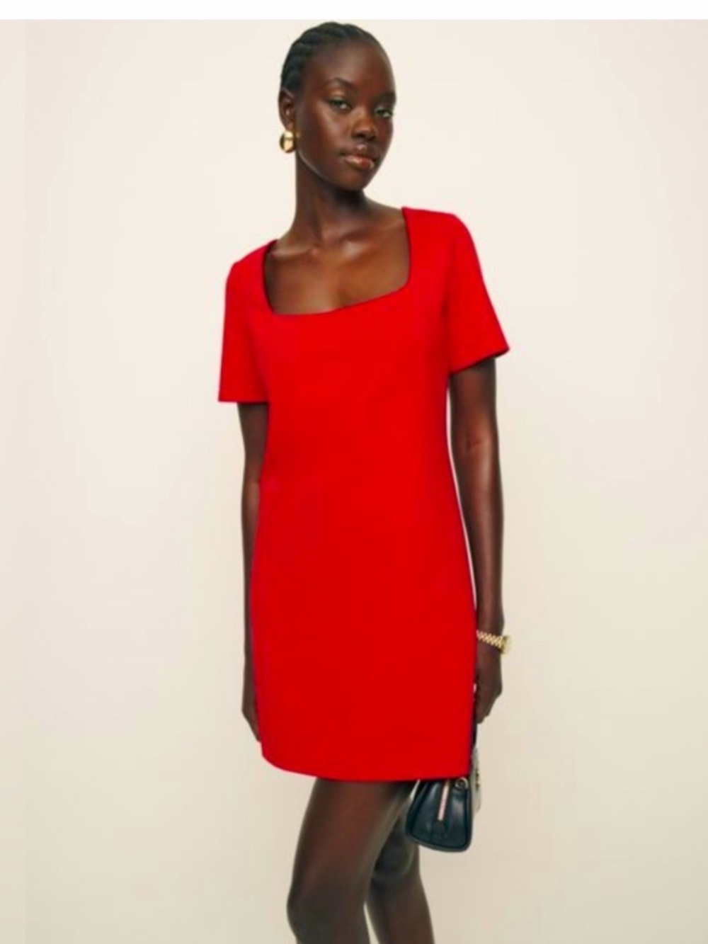Reformation Carol Mini Dress in Red with Square Neckline - Picture 8 of 8